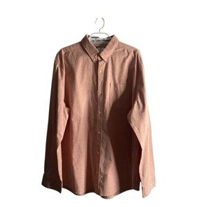 Denver Hayes Men's Salmon Modern Fit Long Sleeve Button-Down Shirt